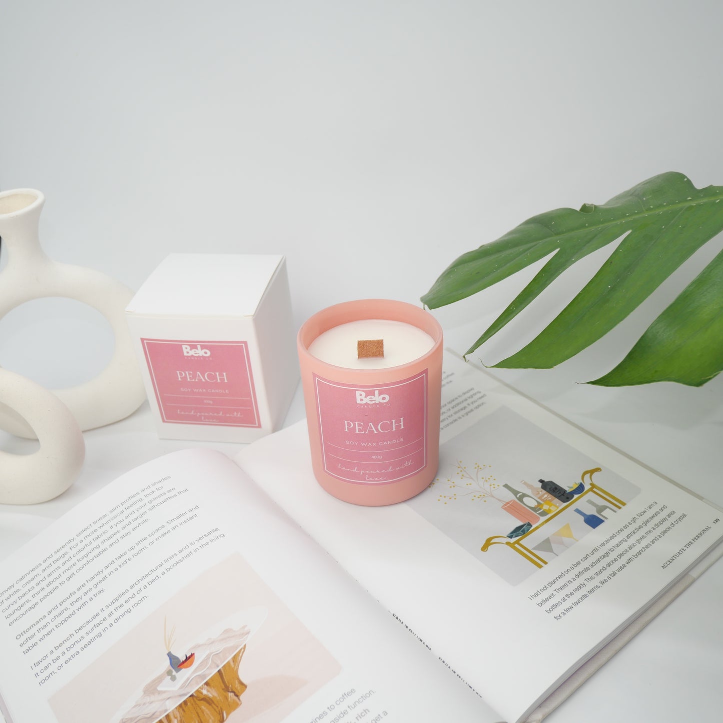 Peach - wood wick candle